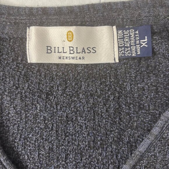 BILL BLASS Sz XL VNeck Blue Long Sleeve Sweater Workwear Casual Cashmere Blend - Picture 4 of 5